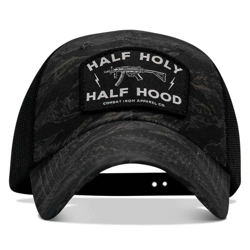Load image into Gallery viewer, Half Holy. Half Hood Patch. Tactical Ripstop Mesh Snapback Hat