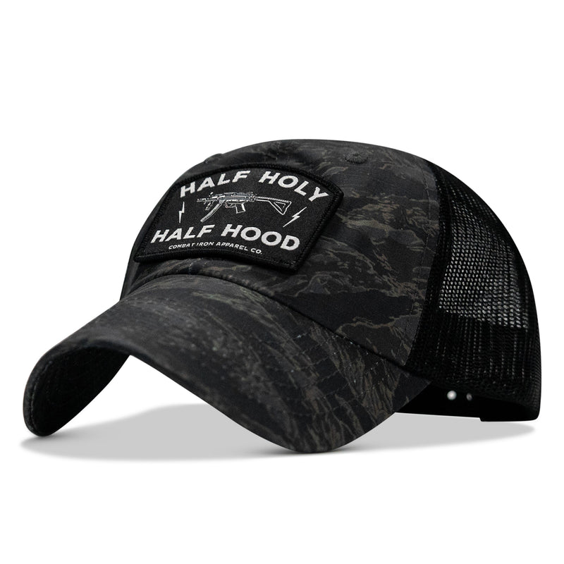 Load image into Gallery viewer, Half Holy. Half Hood Patch. Tactical Ripstop Mesh Snapback Hat