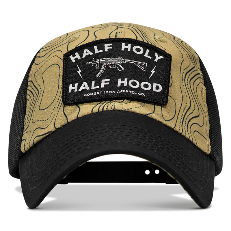 Load image into Gallery viewer, Half Holy. Half Hood Patch. Tactical Ripstop Mesh Snapback Hat