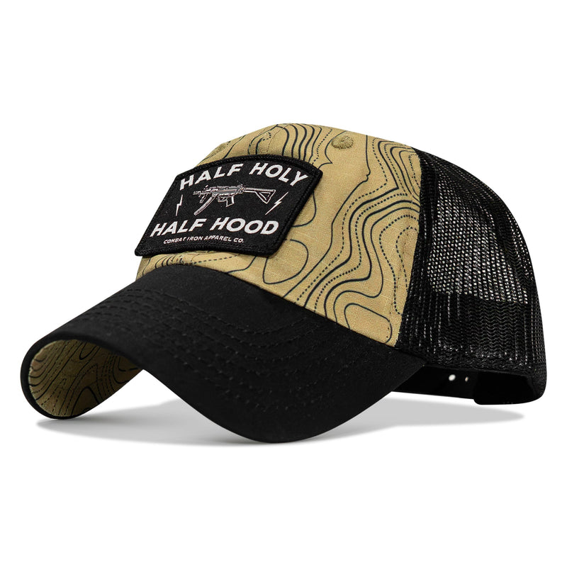 Load image into Gallery viewer, Half Holy. Half Hood Patch. Tactical Ripstop Mesh Snapback Hat