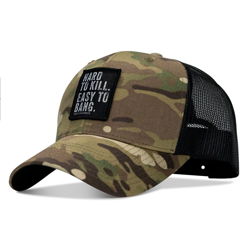 Load image into Gallery viewer, Hard to Kill. Easy to Bang. Patch Snapback Hat