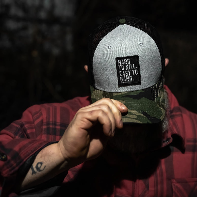 Load image into Gallery viewer, Hard to Kill. Easy to Bang. Patch Snapback Hat