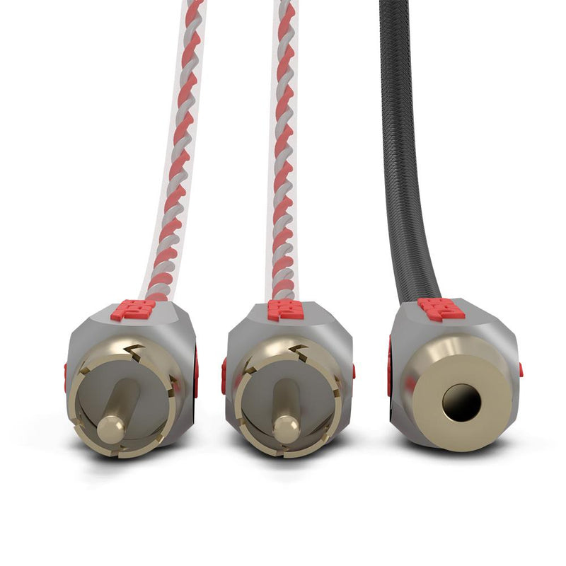 Load image into Gallery viewer, Level 3 RCA 100% Copper OFC Y Connector 1 FEMALE to 2 MALE - BLACK - RED