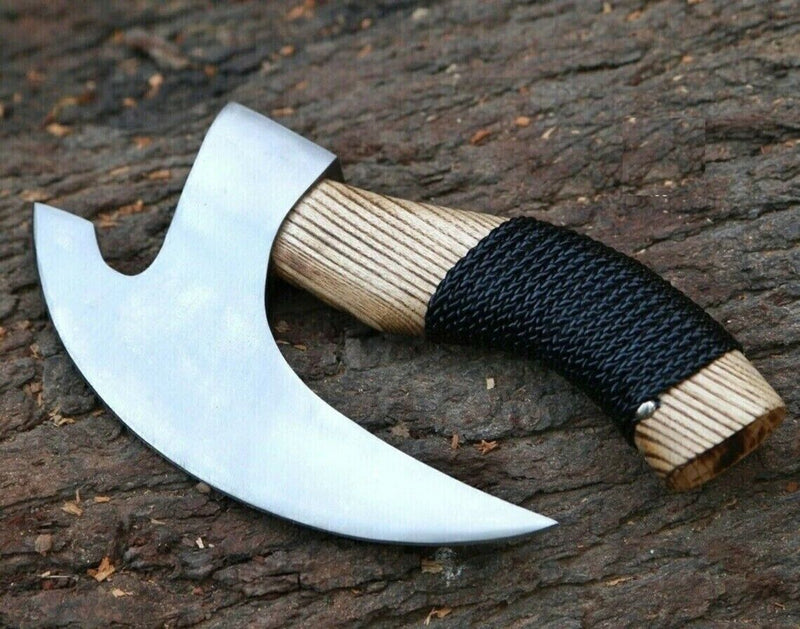 Load image into Gallery viewer, Ax Pizza Cutter - Custom Handcrafted with J2 Steel Blade and Engraved Ash Wood Handle