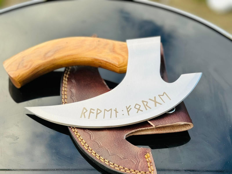 Load image into Gallery viewer, Vikings Pizza Cutter – Custom Handmade 8-Inch J2 Steel Blade with Wooden Handle