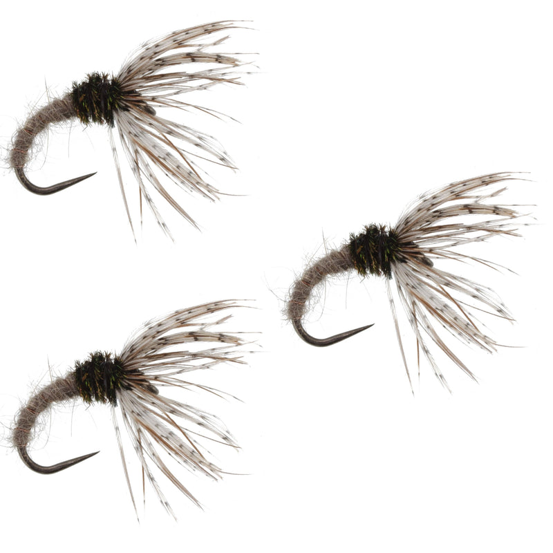 Load image into Gallery viewer, 3 Pack Hares Ear Sakasa Kebari - Tenkara Flies - Size 14