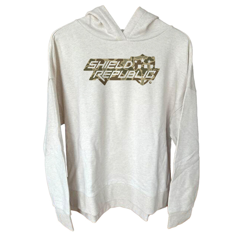 Load image into Gallery viewer, Shield Republic Duck Camo Stacked Logo (Front)