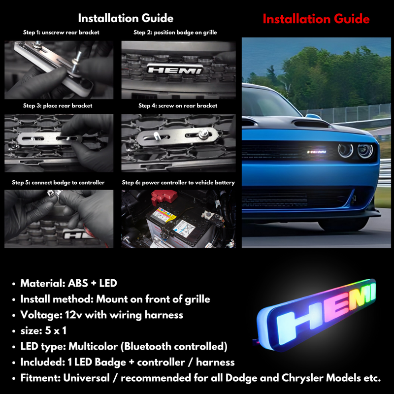 Load image into Gallery viewer, Hemi LED Badge (Multicolor Flow)