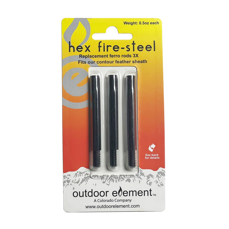 Load image into Gallery viewer, Hex Fire-Steel Replacement 3pk Ferro Rods for Contour Feather Knife