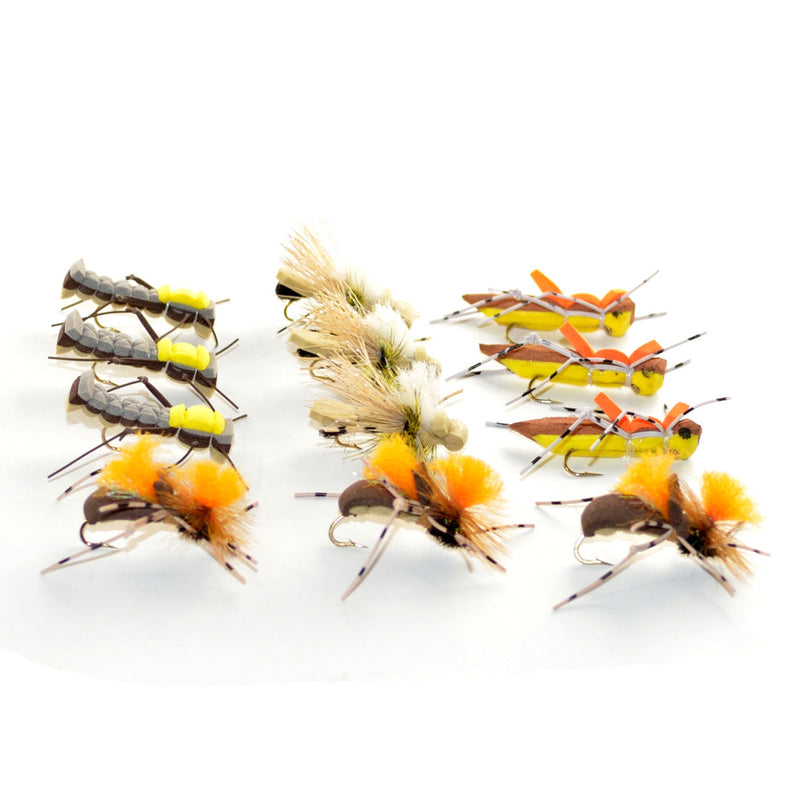 Load image into Gallery viewer, Trout Fly Assortment - Dropper Hopper Foam Body 12 Flies 4 Patterns Trout Fishing Fly Collection
