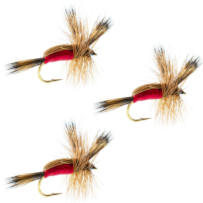 Load image into Gallery viewer, 3 Pack Red Humpy Classic Hair Wing Dry Fly - Hook Size 16