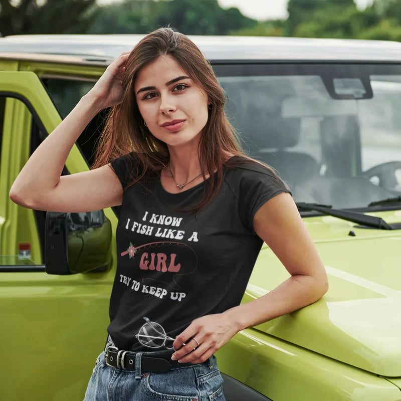 Load image into Gallery viewer, I Fish Like A Girl T-Shirt for Women