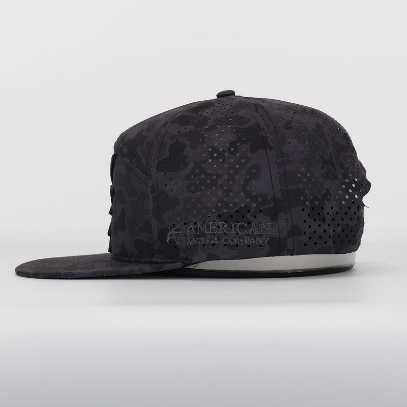 Load image into Gallery viewer, Black Marsh Duck Camo Back Country Performance Snapback Hat