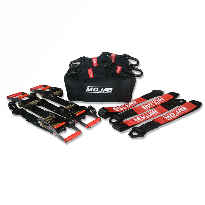 Load image into Gallery viewer, 2" x 10' Ratchet Tie-Down (Closed hook) and 2'' x 39'' Axle Tie-Down Set (Pack of 4) (Lifetime Warranty)