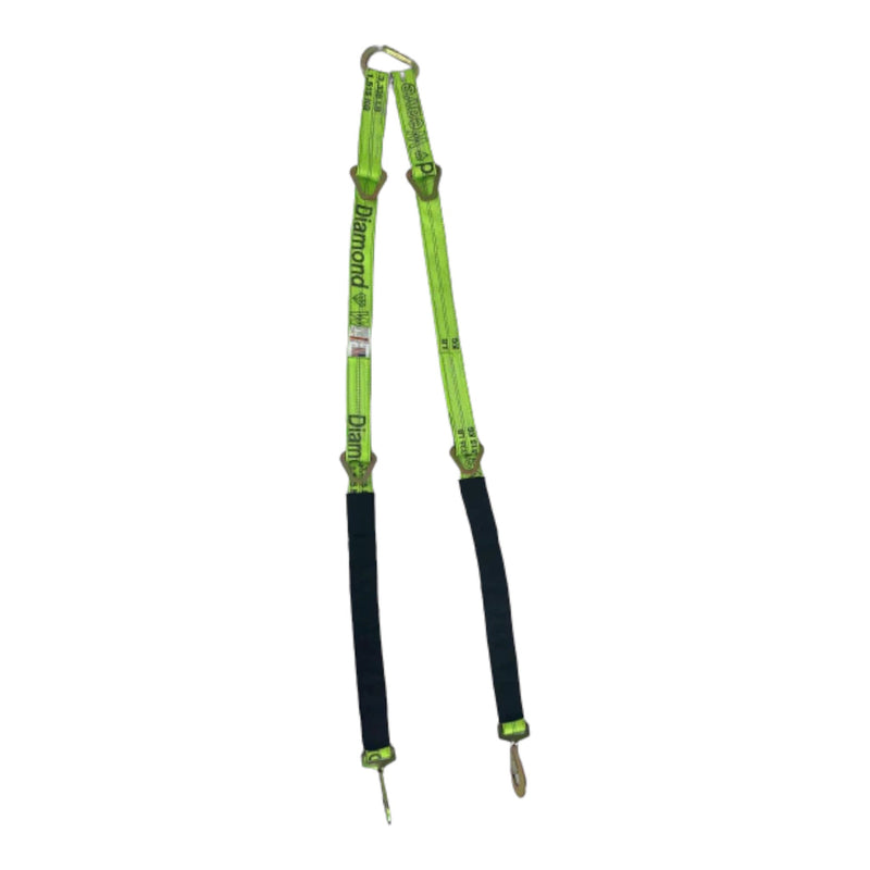 Load image into Gallery viewer, 2" x 56" Tow V-Bridle Strap w/ Twisted Snap Hooks & D-Rings | DiamondWeave™