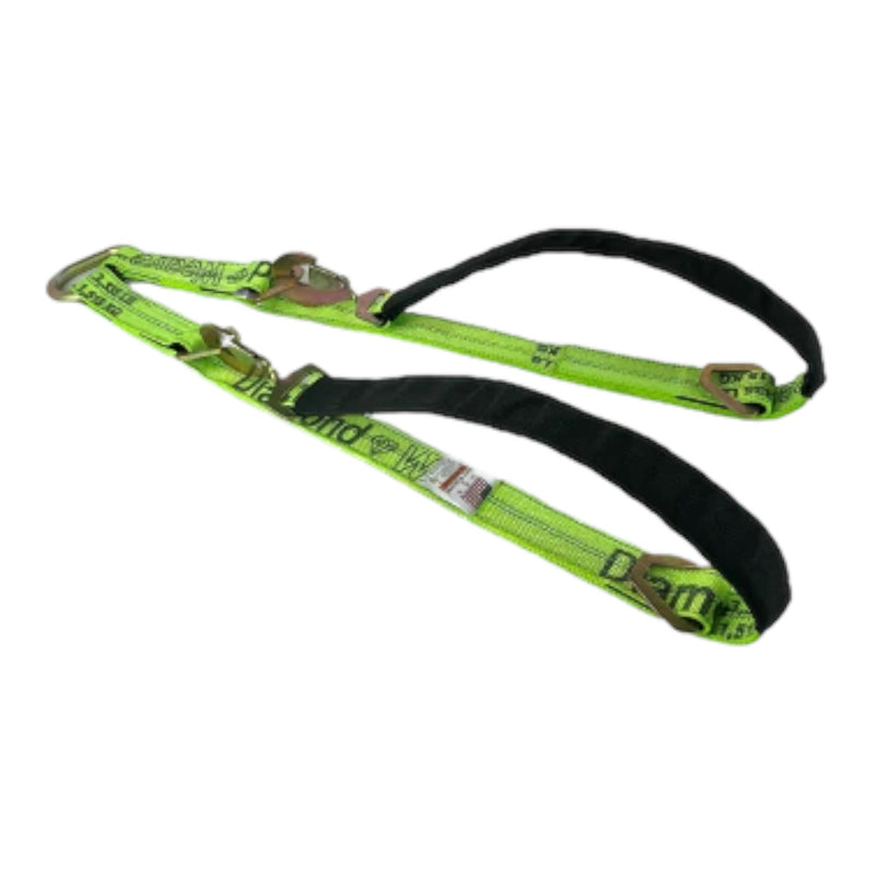 Load image into Gallery viewer, 2" x 56" Tow V-Bridle Strap w/ Twisted Snap Hooks & D-Rings | DiamondWeave™