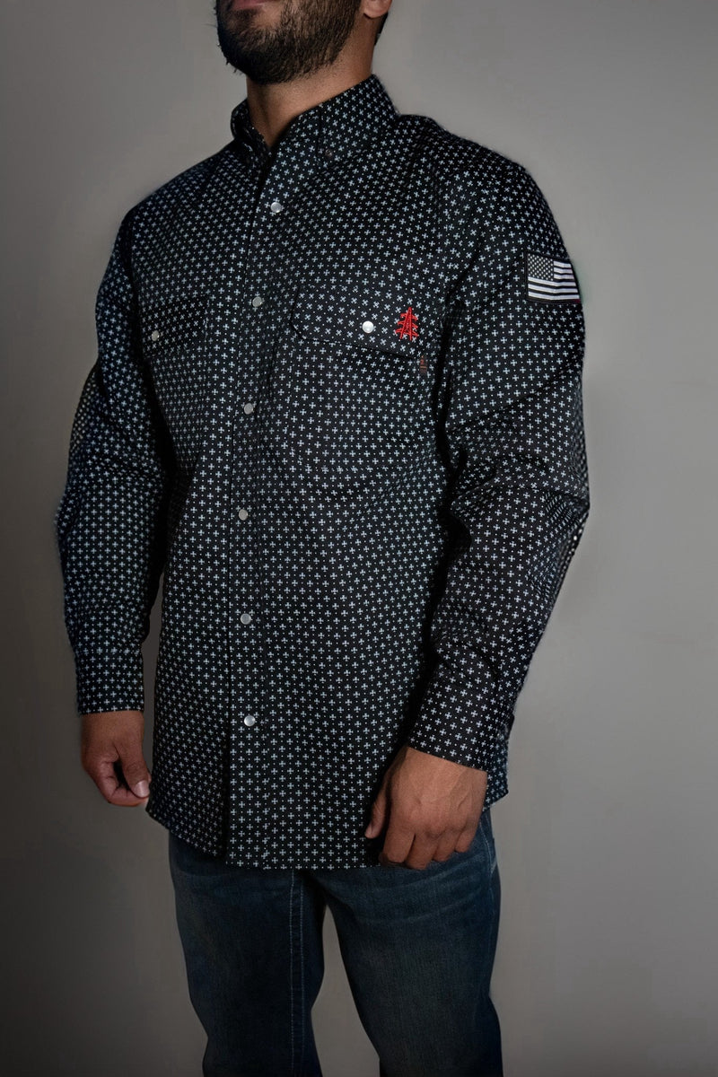 Load image into Gallery viewer, FR Pearl Snap Work Shirt - Reaper Black