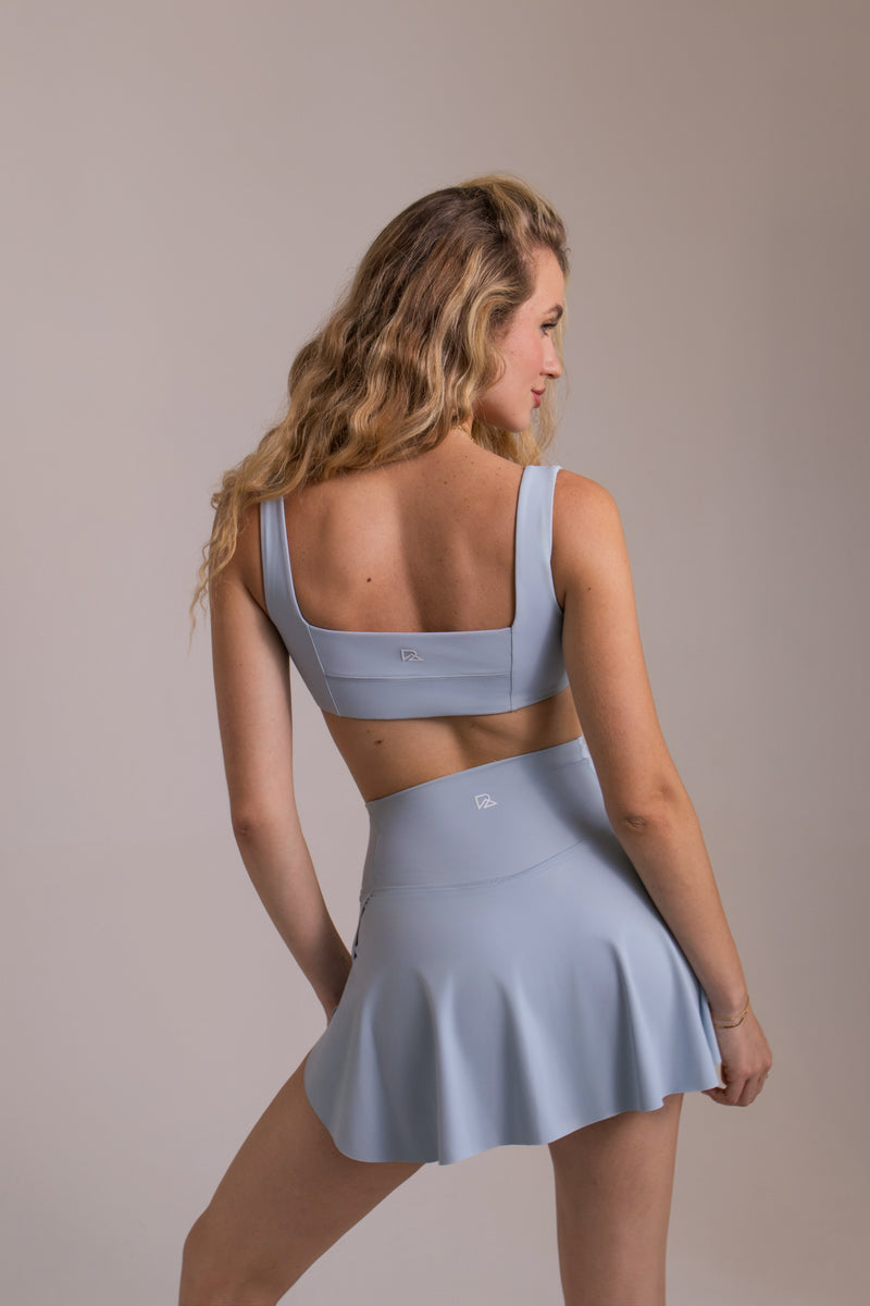 Load image into Gallery viewer, Women's Bandage Push-Up Sports Bra - Baby Blue | Square Neckline Compression