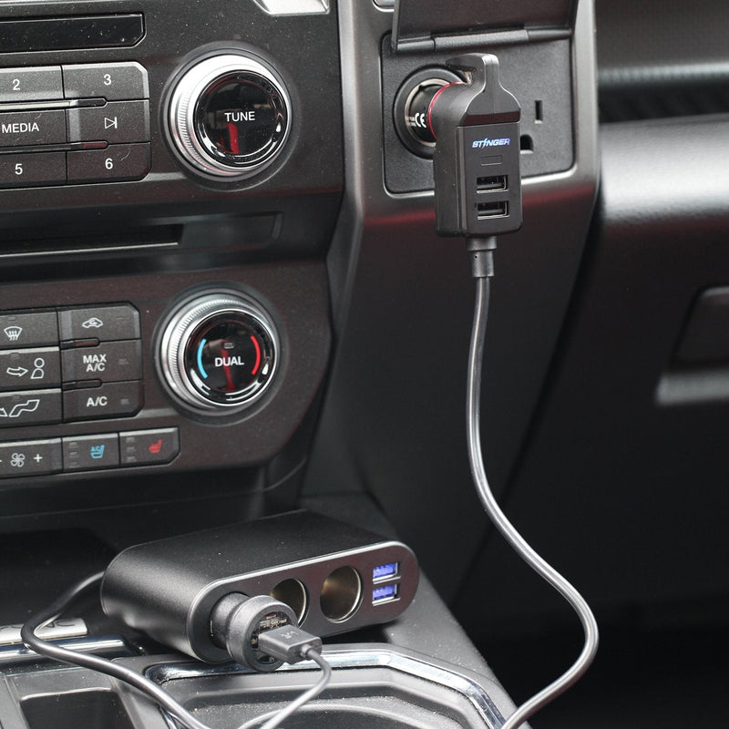 Load image into Gallery viewer, USB Car Charger Emergency Tool With Cigarette Lighter & USB Extensions