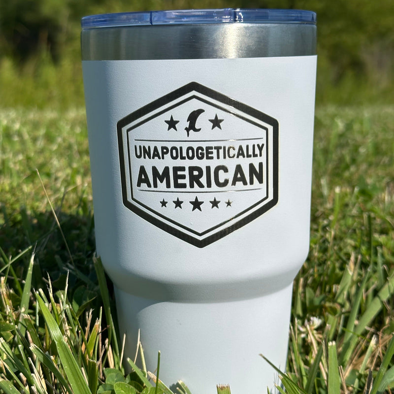 Load image into Gallery viewer, Unapologetically American 30oz White Tumbler w/ Straw
