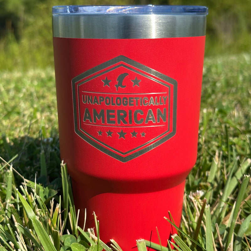 Load image into Gallery viewer, Unapologetically American 30oz Red Tumbler w/ Straw