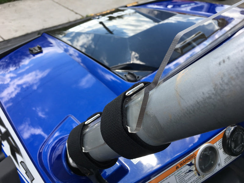 Load image into Gallery viewer, Polycarbonate Half Windshield with Quick Straps for RZR 570, 800, XP900 (upgrade options)