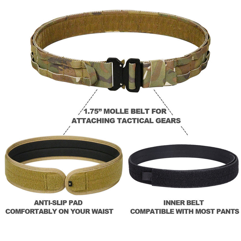 Load image into Gallery viewer, MUCTAC Tactical Belt Multicam MOLLE 1.75" w/ 2 Inner Belts, Anti-Slip