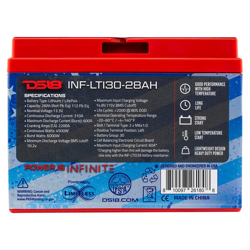 Load image into Gallery viewer, INF-LTI30-28AH INFINITE 28 AH Lithium Battery YTX30 Large Case With BMS - Perfect for Motorcycles