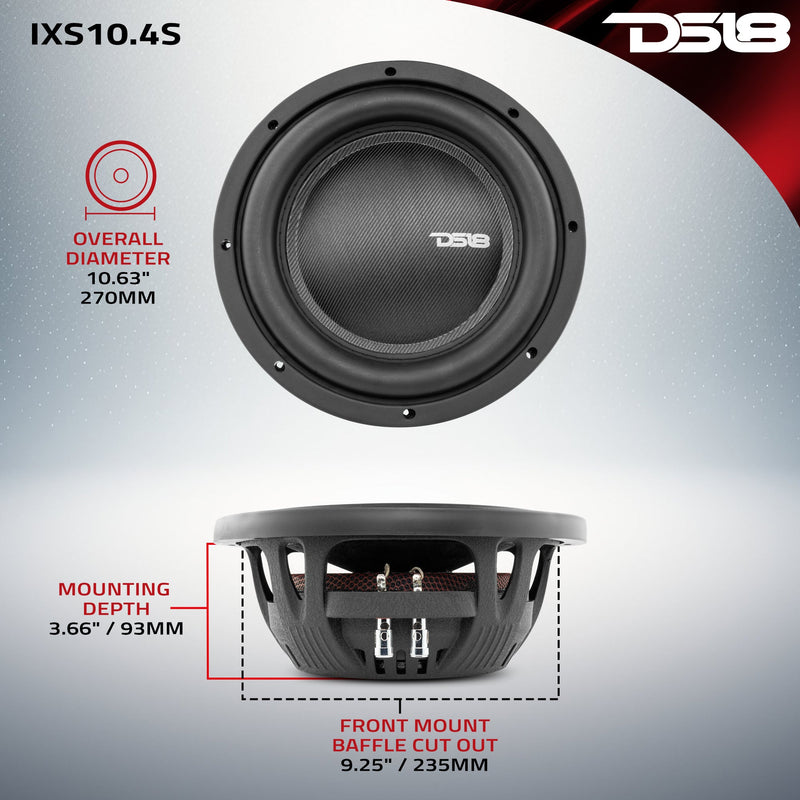 Load image into Gallery viewer, IXS Shallow-Mount 10" Fiber Glass Subwoofer 600 Watts Rms SVC 4-Ohm