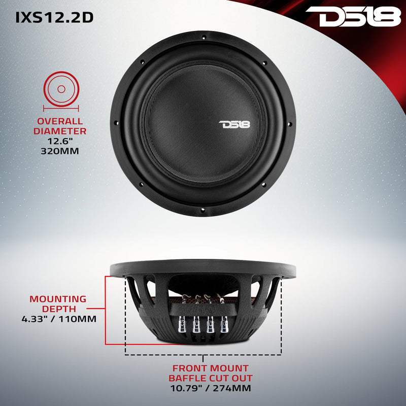 Load image into Gallery viewer, IXS Shallow-Mount 12" Fiber Glass Subwoofer 800 Watts Rms DVC 2-Ohm