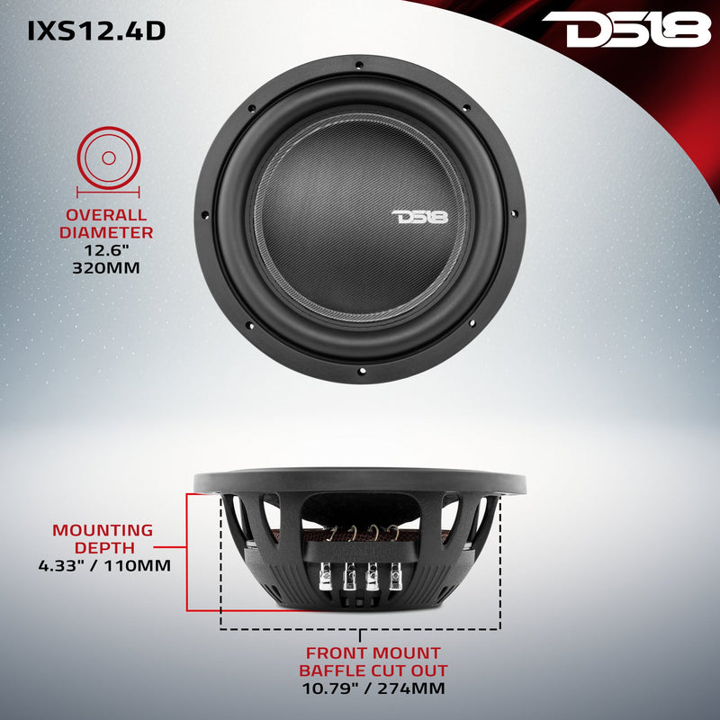 Load image into Gallery viewer, IXS Shallow-Mount 12" Fiber Glass Subwoofer 800 Watts Rms DVC 4-Ohm