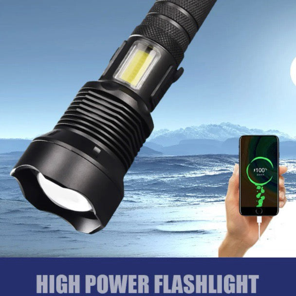 Load image into Gallery viewer, High Lumen Super Bright LED Rechargeable Tactical P90 Flashlight