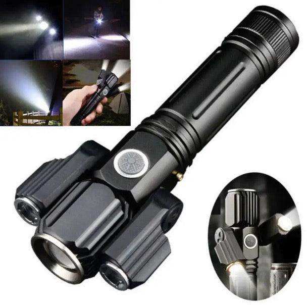 3 Head Zoomable Rechargeable LED Flashlight - Skoutley Outdoors LLC