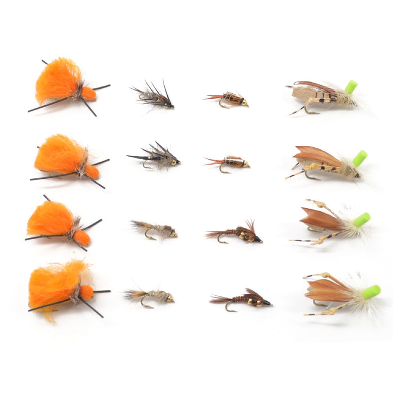 Load image into Gallery viewer, Trout Fly Assortment - Hopper Dropper Fly Fishing Rig Collection - 16 Flies