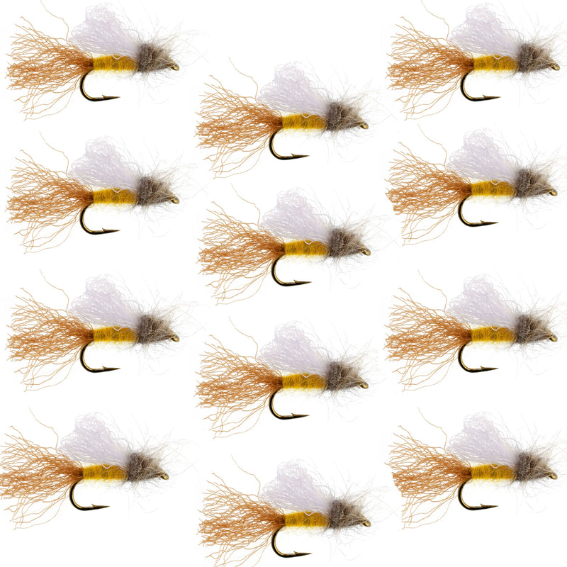 Load image into Gallery viewer, Amber Iris Caddis Emerger Caddis Trout Dry Fly - 12 Flies Hook Size 16