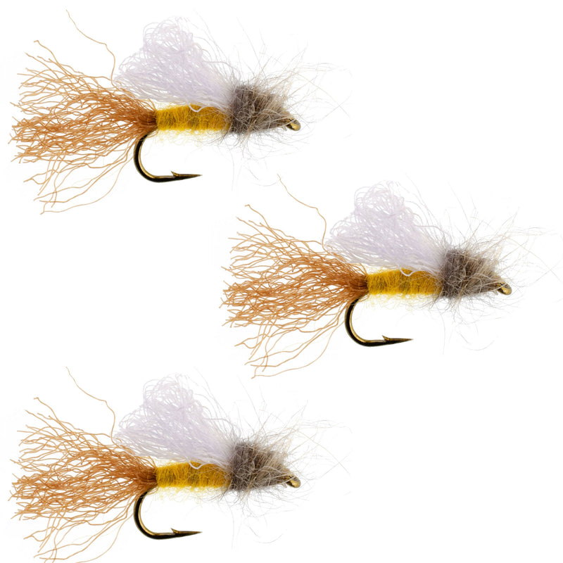 Load image into Gallery viewer, 3 Pack Amber Iris Caddis Emerger Caddis Trout Dry Fly - Hook Size 14