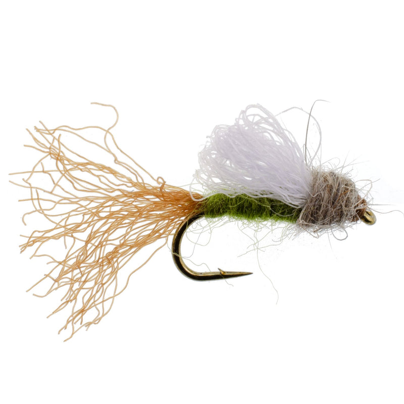 Load image into Gallery viewer, 3 Pack Olive Iris Caddis Emerger Caddis Trout Dry Fly - Hook Size 16