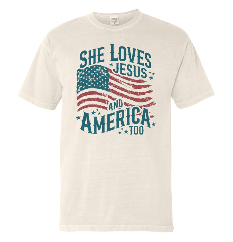 Load image into Gallery viewer, She Loves Jesus And America Too (Front)