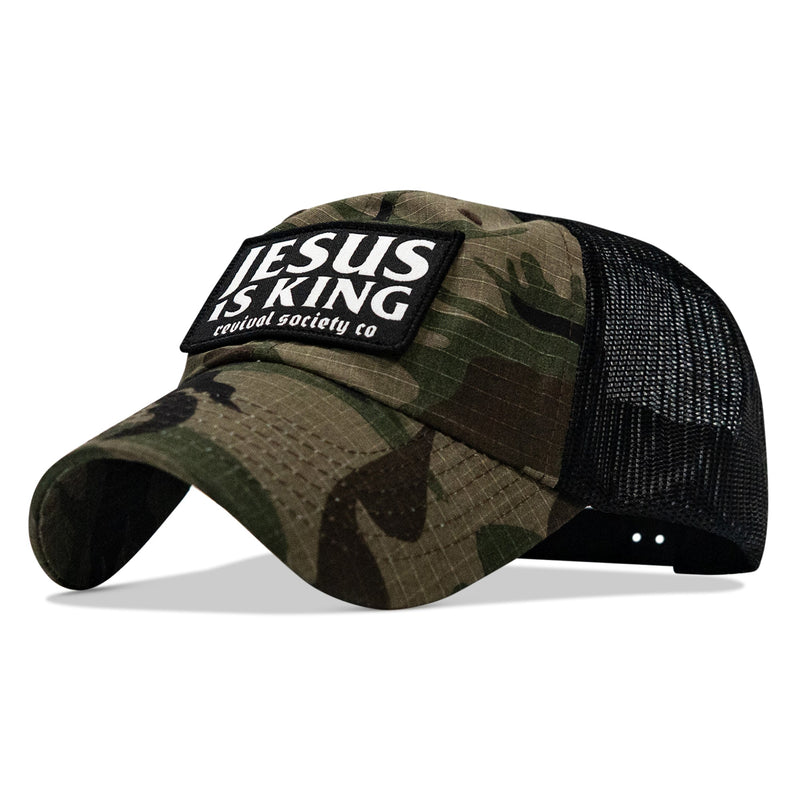 Load image into Gallery viewer, Jesus Is King Patch Tactical Ripstop Mesh Snapback Hat