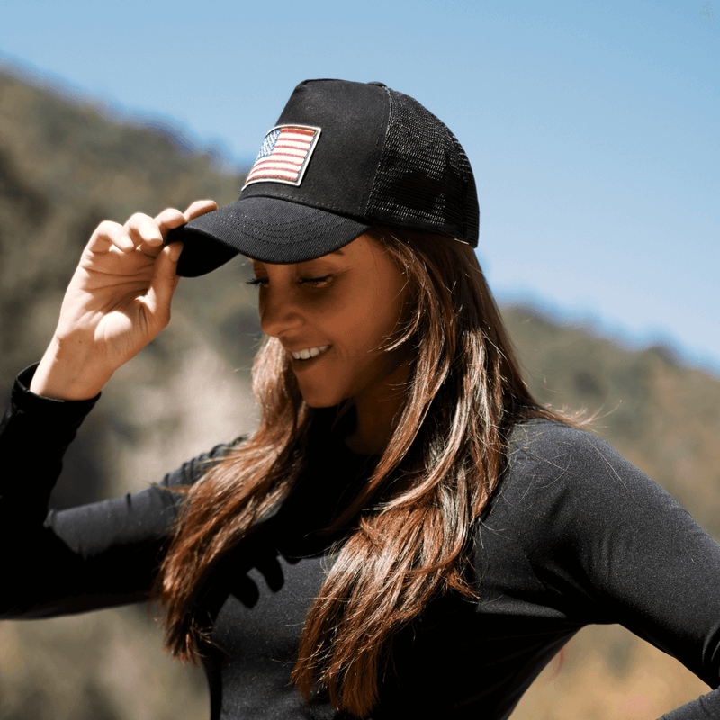Load image into Gallery viewer, American Flag Trucker Hat with Adjustable Strap