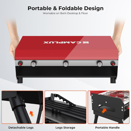 Load image into Gallery viewer, Camplux Propane Camping Stove 2 Burners & 1 Grill, 15,000 BTU Auto-Ignition