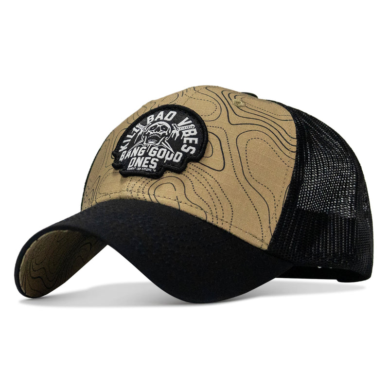 Load image into Gallery viewer, Kill Bad Vibes Skull Patch Original Ripstop Snapback Hat