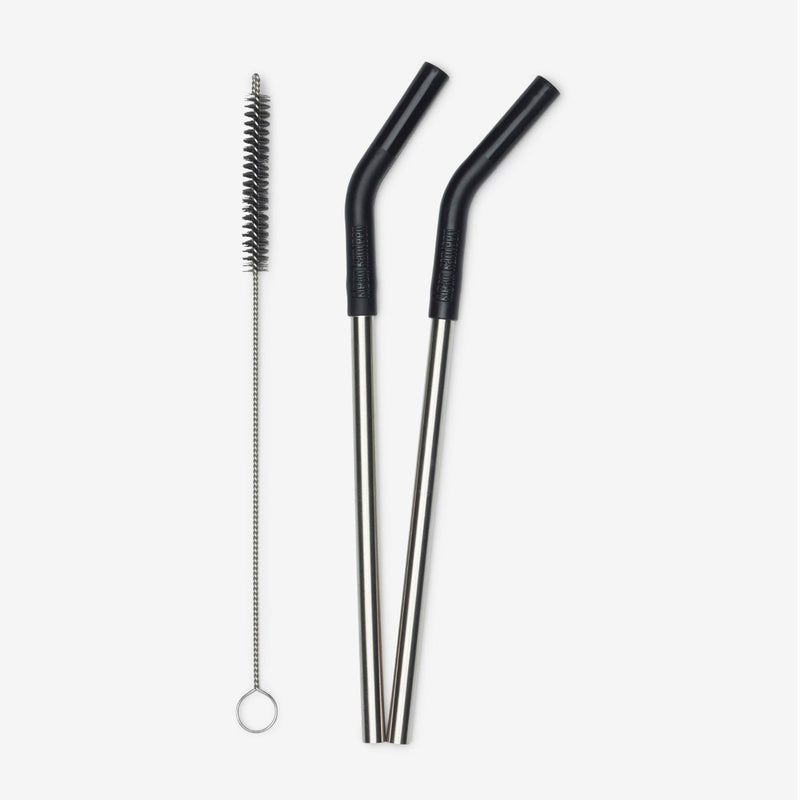 Load image into Gallery viewer, Straw 2-Pack with Brush - Black