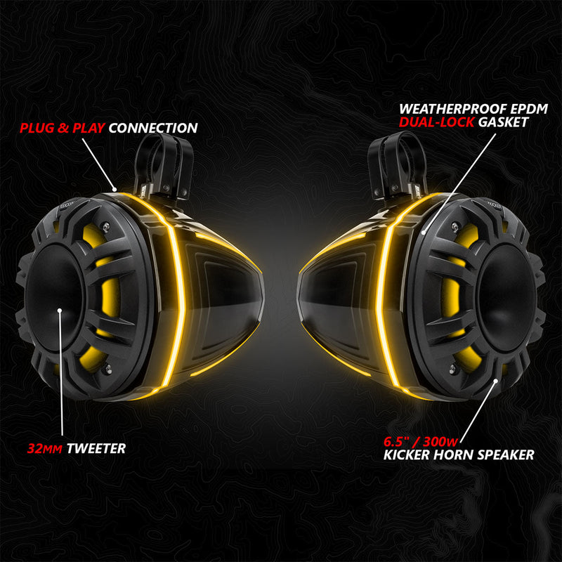 Load image into Gallery viewer, 2024-2026 Can-Am® Maverick R, Phase-6 K-Spec 1650watt 6-Speaker Stereo System with Kicker Horns