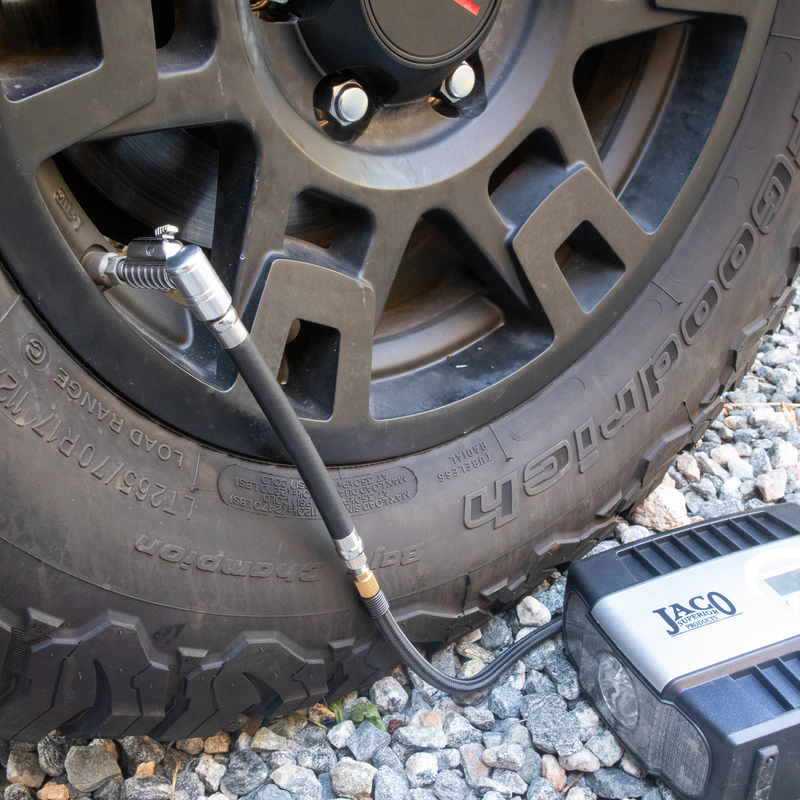Load image into Gallery viewer, Lightning™ L2X Quick-Connect Locking Tire Inflator Air Chuck Extension | Patented Lock-on Compressor Hose Attachment (Open Flow)