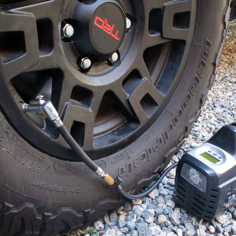 Load image into Gallery viewer, Lightning™ L2X Quick-Connect Locking Tire Inflator Air Chuck Extension | Patented Lock-on Compressor Hose Attachment (Open Flow)