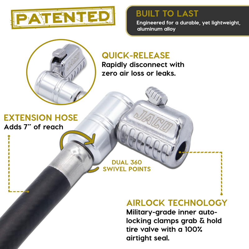 Load image into Gallery viewer, Lightning™ L2X Quick-Connect Locking Tire Inflator Air Chuck Extension | Patented Lock-on Compressor Hose Attachment (Open Flow)