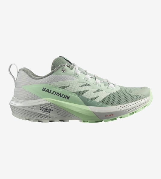 Women's Salomon Sense Ride 5, Lily Pad/Metal/Green Ash, 7.5 B Medium - Skoutley Outdoors LLC