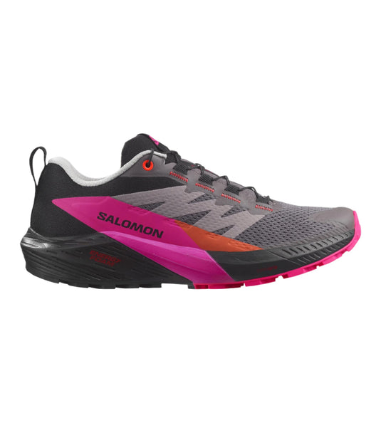 Women's Salomon Sense Ride 5, Plum Kitten/Black/Pink Glo, 9 B Medium - Skoutley Outdoors LLC