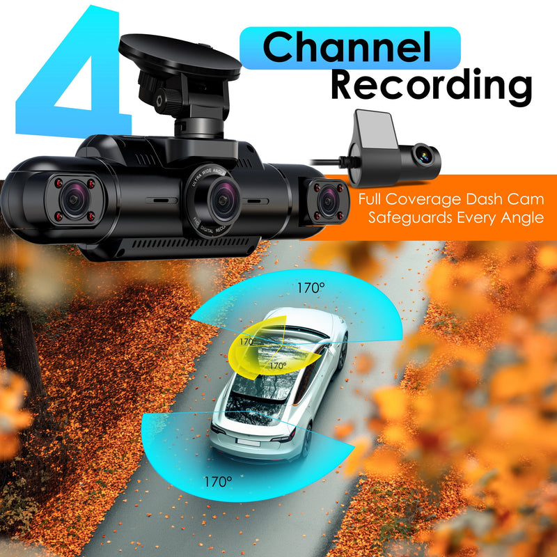 Load image into Gallery viewer, Rexing L4 Series 4-Channel Dash Cams with Ultra-Wide Angle, Wi-Fi, Night Vision, and GPS, App Control, Loop Recording, Collision Sensor